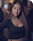 Elegant Asian woman at a café